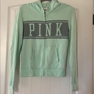 Victoria Secret Pink Green Zip Up Jacket